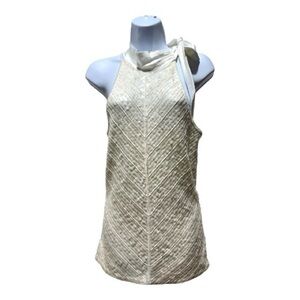 White House Black Market Sequin Halter Top Cream Size S